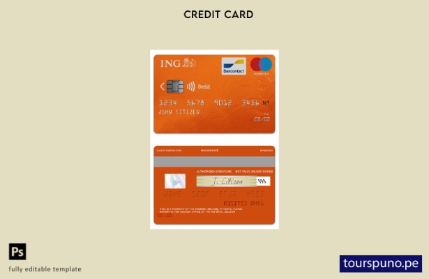 lista para imprimir plantilla de tarjeta de débito maestro del banco ING de Bélg